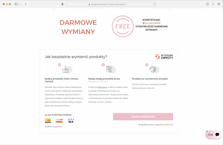 Bengshop.pl - zwrot lub wymiana towaru (do wyboru)