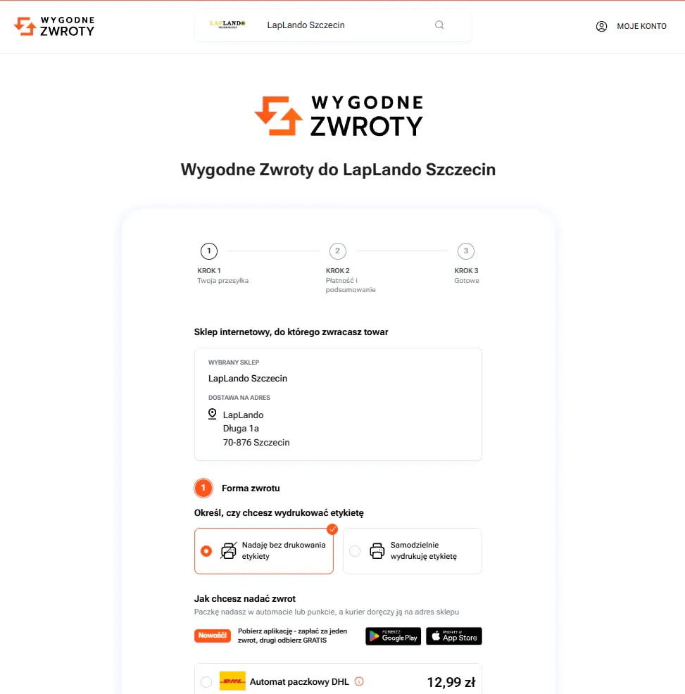 Wygodne Zwroty - Lap Lando (formularz zwrotu) - cz. 1