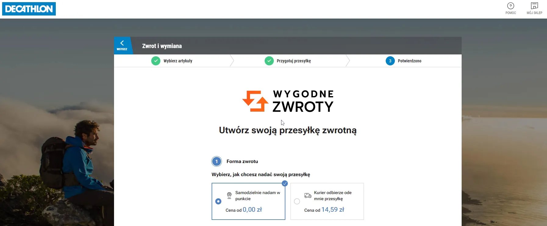 Zintegrowany formularz zwrotu towaru (Wygodne Zwroty - Decathlon)